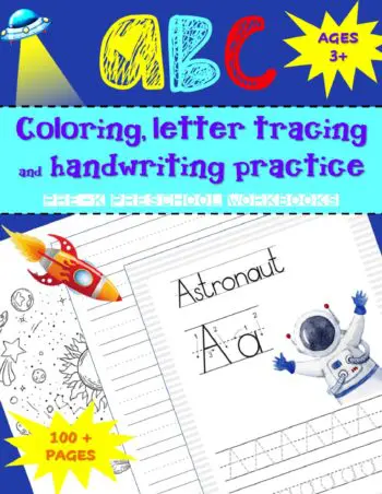 ABC Coloring Letter Tracing Preschool Workbook - Blue Outer Space Rocket Astronaut