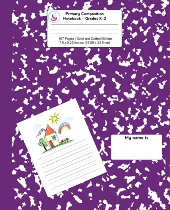 Primary Composition Notebook: Purple Marble, Grades K-2 Kindergarten Writing Journal