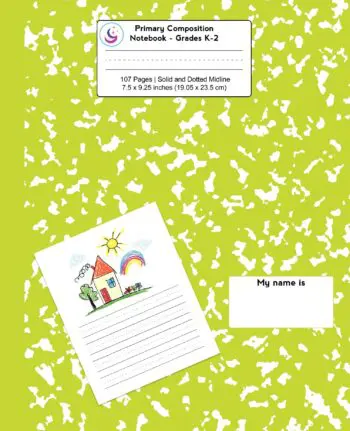Primary Composition Notebook: Green Marble, Grades K-2 Kindergarten Writing Journal