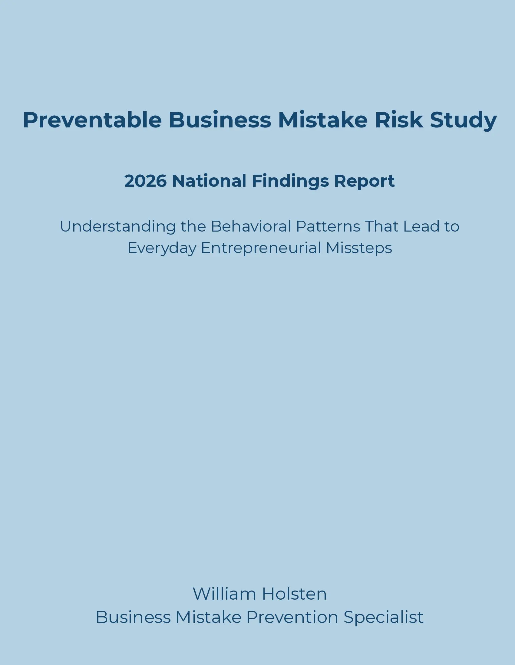 Preventable Business Mistake Risk Study (2026 Edition)