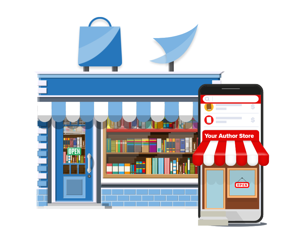 An aAn animated graphic of an author store on bookvault shopnimated graphic of an author store on bookvault shop