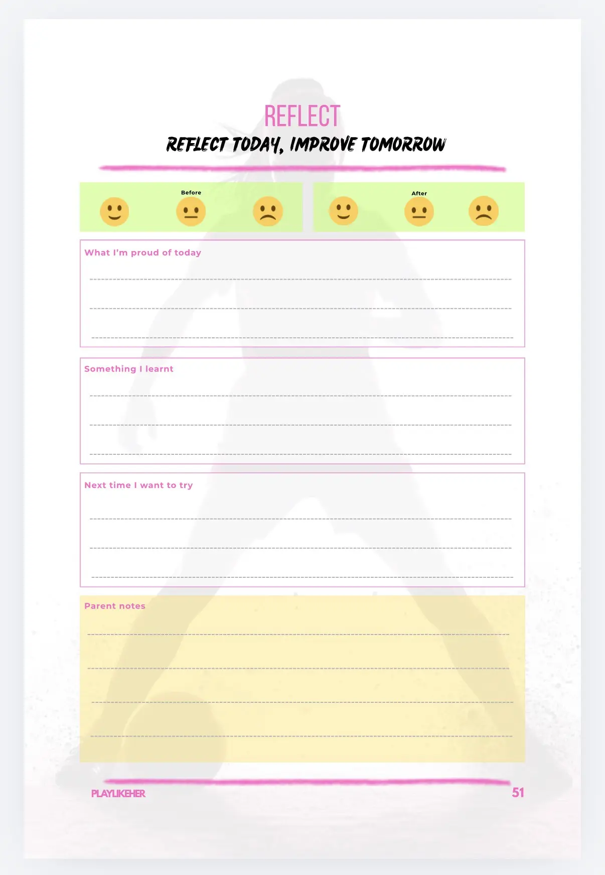PLAYLIKEHER Football Journal for Girls Hardback Version