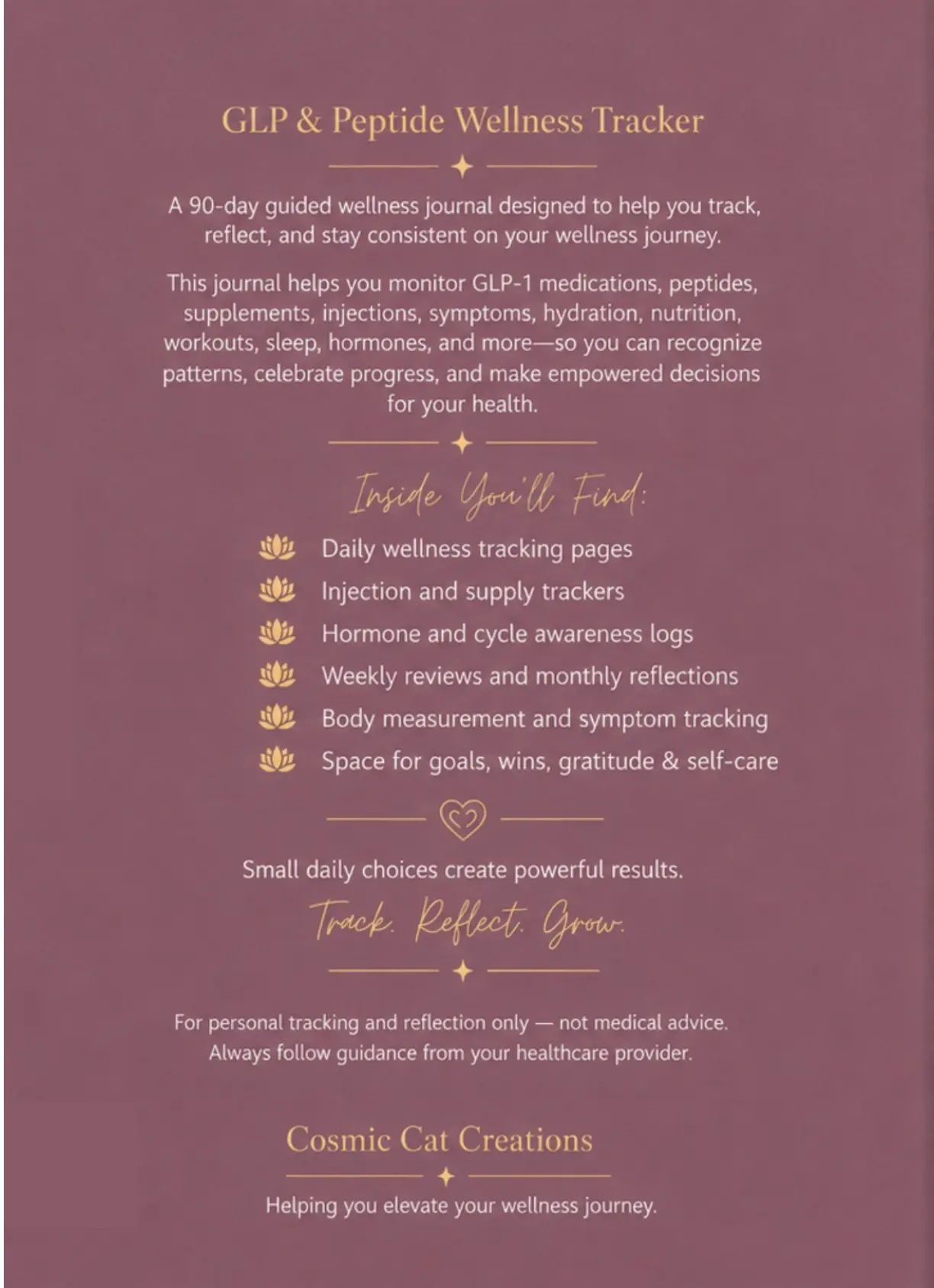 GLP & Peptide Wellness Tracker For Women