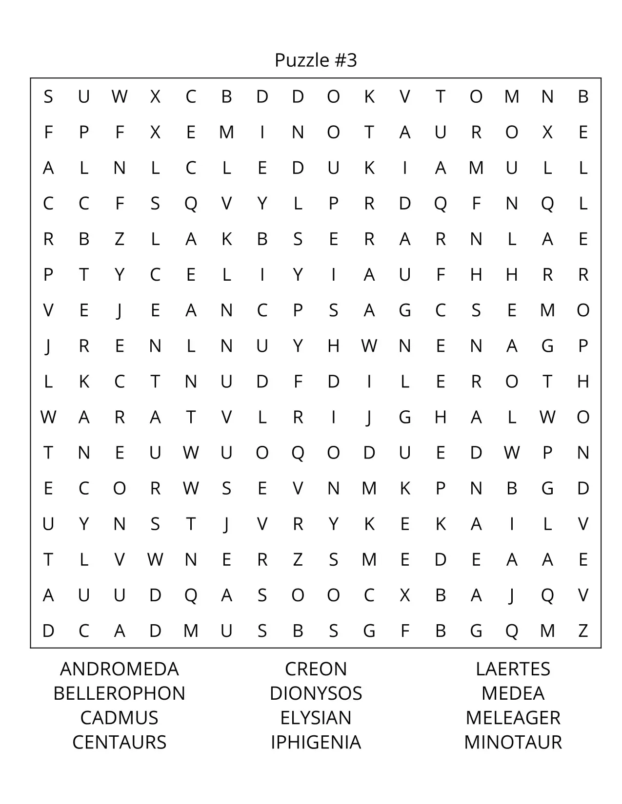 Mythology Word Search Large Print