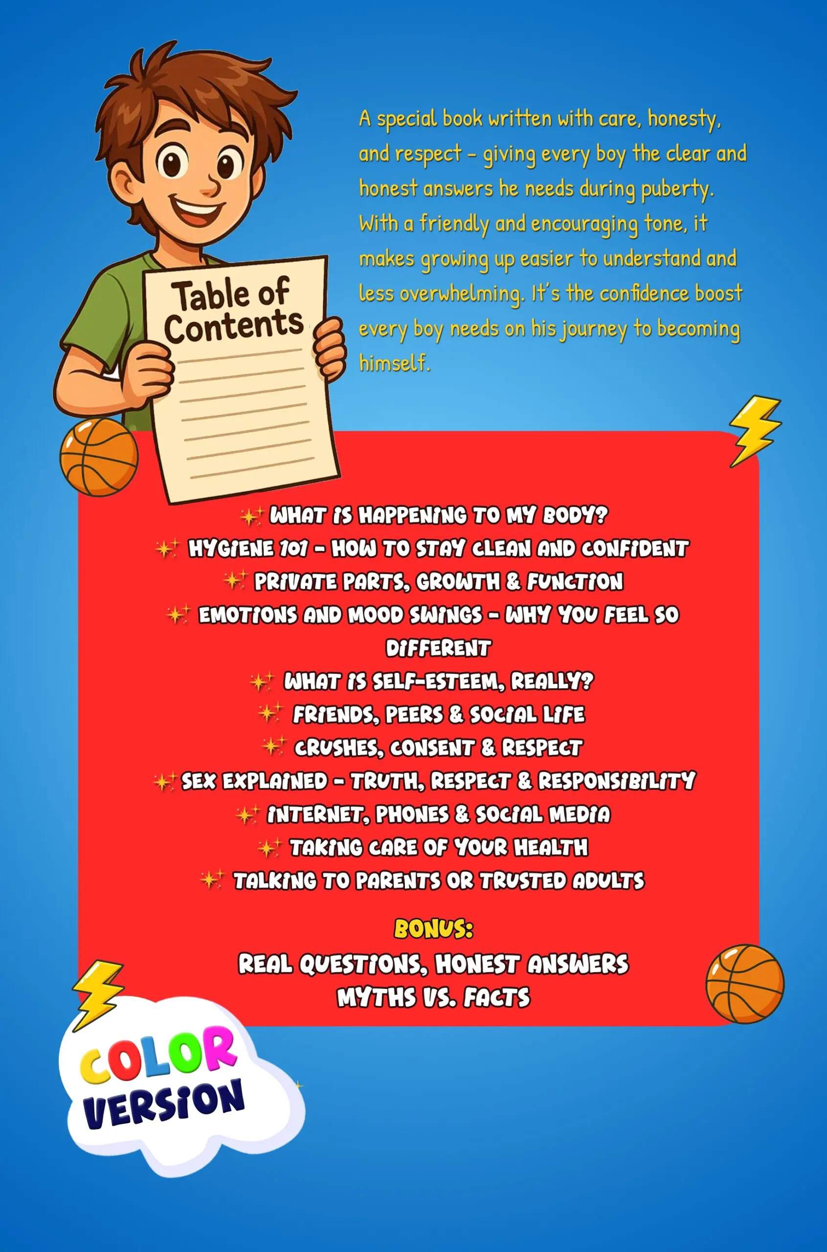 Puberty Book for Boys, A Friendly Guide for Growing Up with Confidence