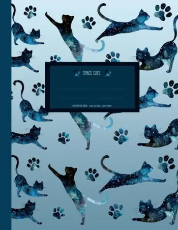 Space Cats: Primary Handwriting Paper Notebook (8.5x11 Perfect Bound)