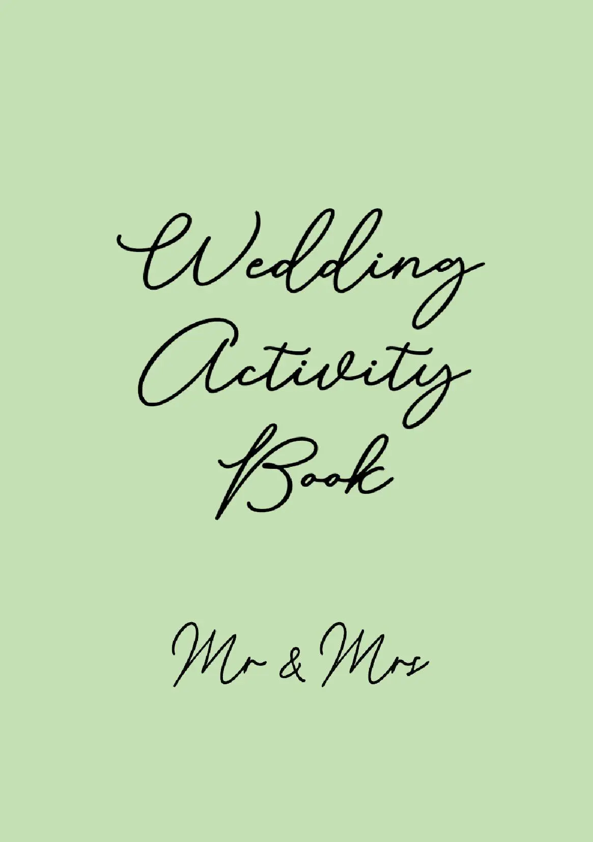 Wedding Activity Book | Mr & Mrs | A5 | 40 Pages | Sage Green