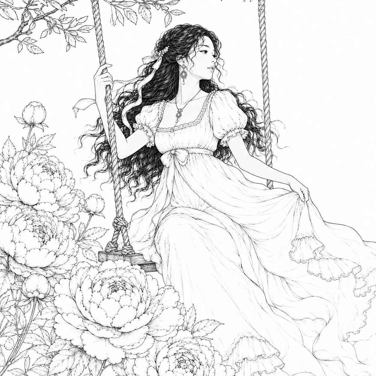 Frocks & Hollyhocks. A Bold & Beautiful Large Print Regency Coloring Book for Adults.