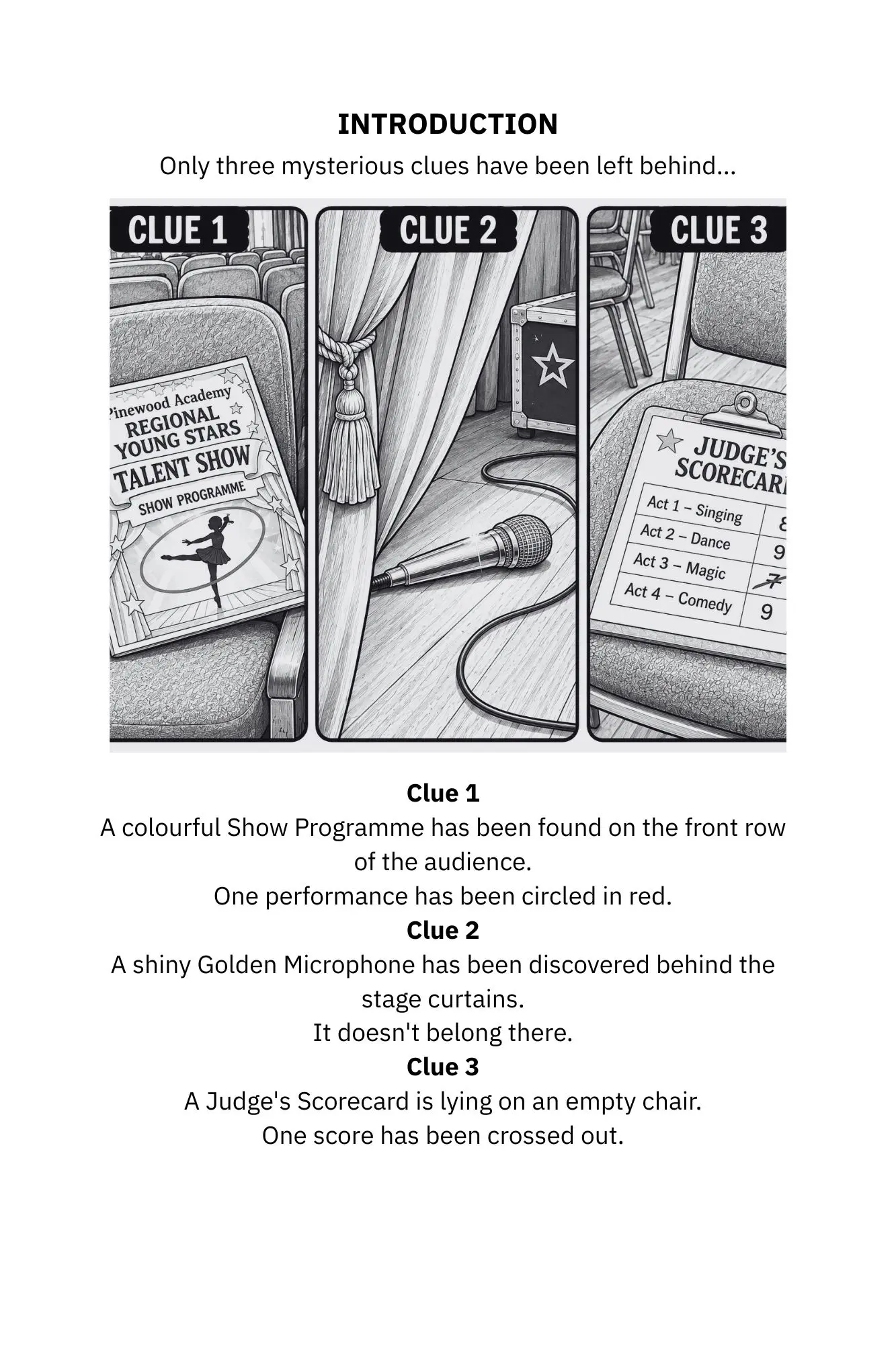 The Talent Show is Cancelled! A SUSS-IT© Suspect Elimination Mystery Puzzle for Kids Age 9+