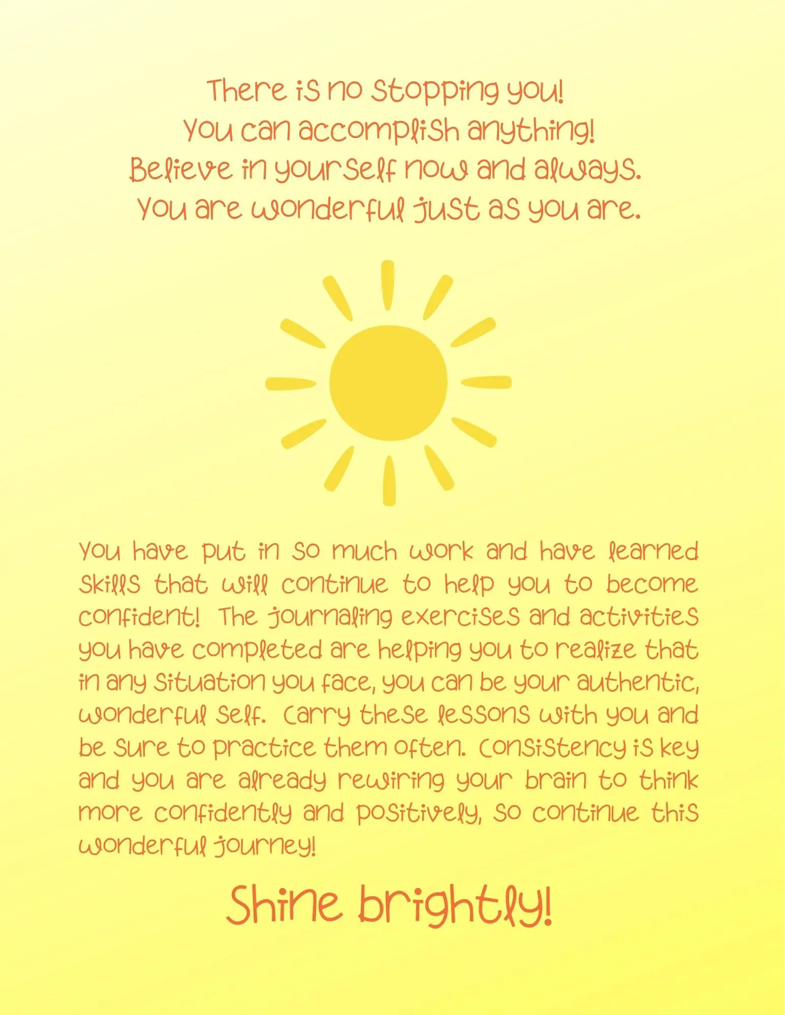 Becoming Confident Journal Sunshine Edition