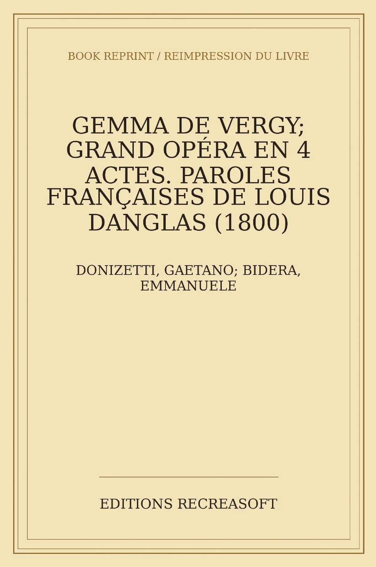 Gemma de Vergy, partition chant et piano (Donizetti)