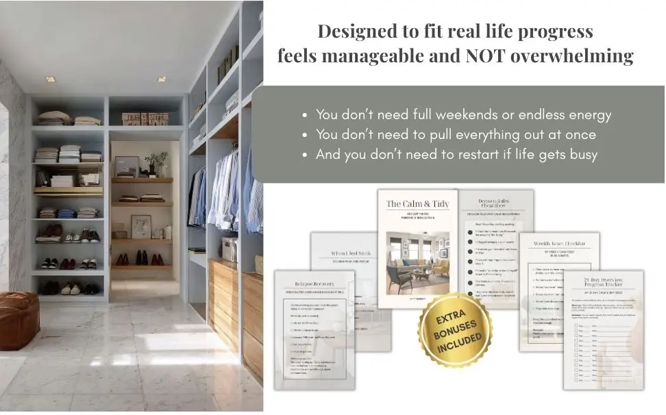 Decluttering Made Easy: 21-Day Guided Workbook with 3 Simple Systems to Clear Clutter Fast, Reduce Overwhelm and Stop Overthinking to Create a Calm and Tidy Home