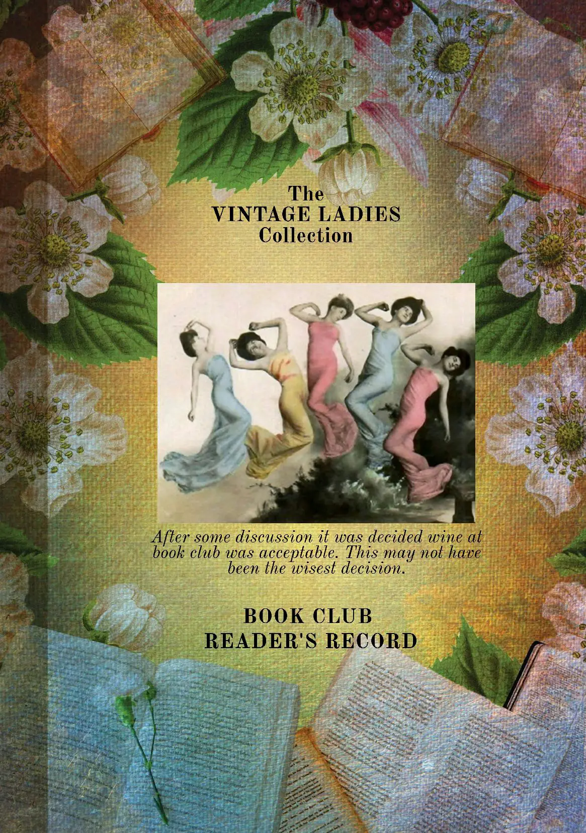 Vintage Ladies Collection. BOOK CLUB READER'S RECORD (Wine at Book Club)