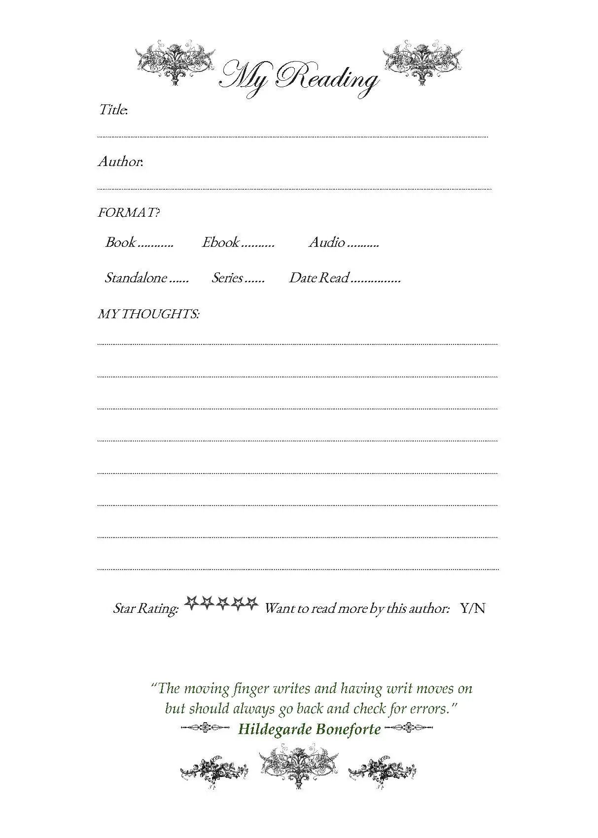 Vintage Ladies Collection. BOOK CLUB READER'S RECORD (Wine at Book Club)