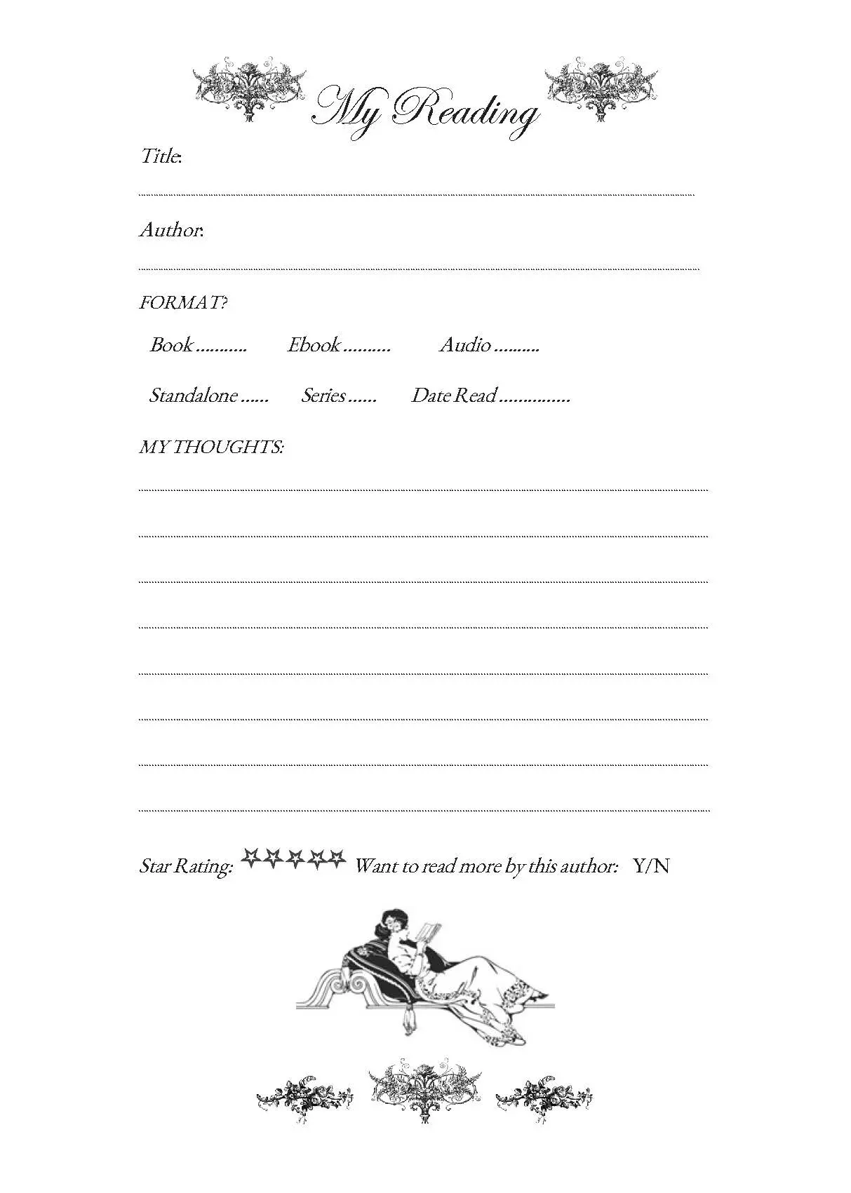 Vintage Ladies Collection. BOOK CLUB READER'S RECORD (Wine at Book Club)