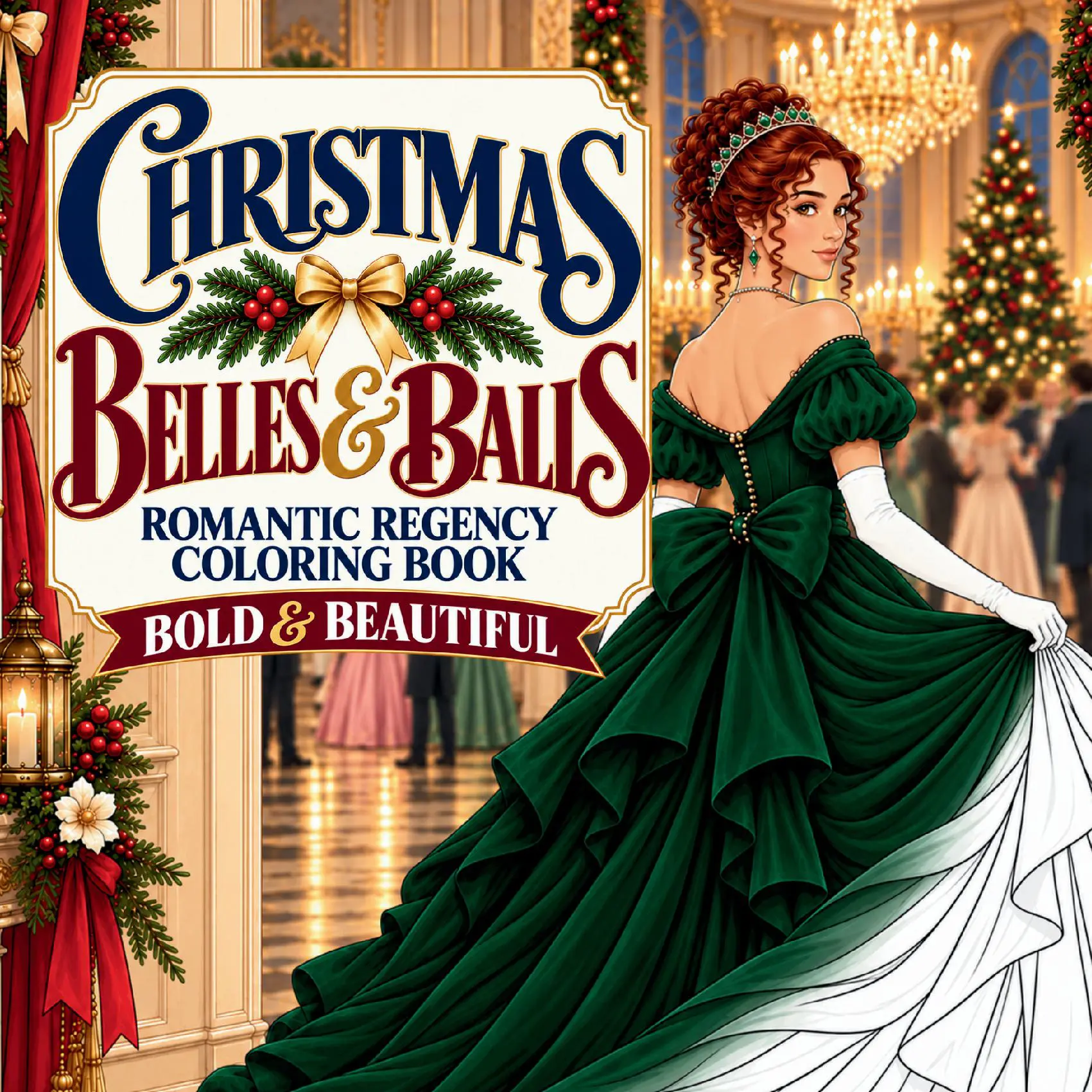 Christmas Belles & Balls: A Bold & Beautiful Regency Christmas Coloring Book for Adults
