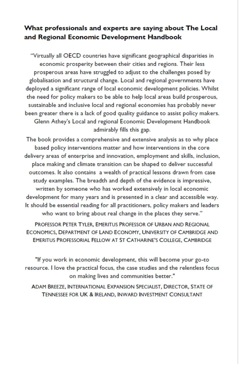 The Local and Regional Economic Development Handbook