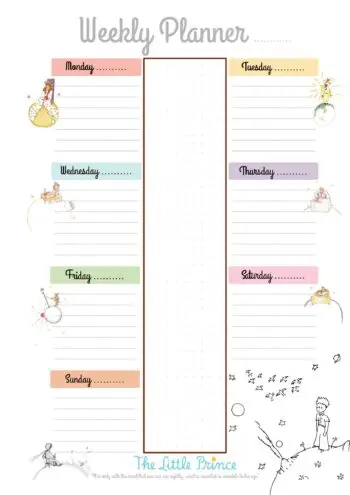 The Little Prince A4 Weekly Planner, Without Fixed Dates - 60 Sheets/120 Pages, Beautiful Desk Planner, Family Calendar, Friends Gift - Quotes in English, French, Italian, German, Spanish, Portuguese