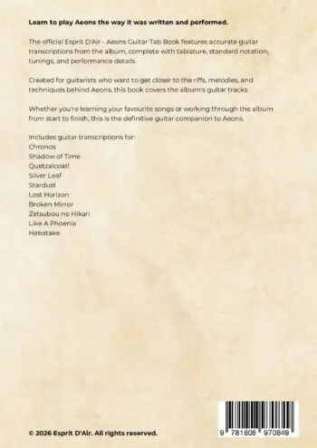 Esprit D'Air - Aeons: Official Guitar Tab Book (Hardcover)