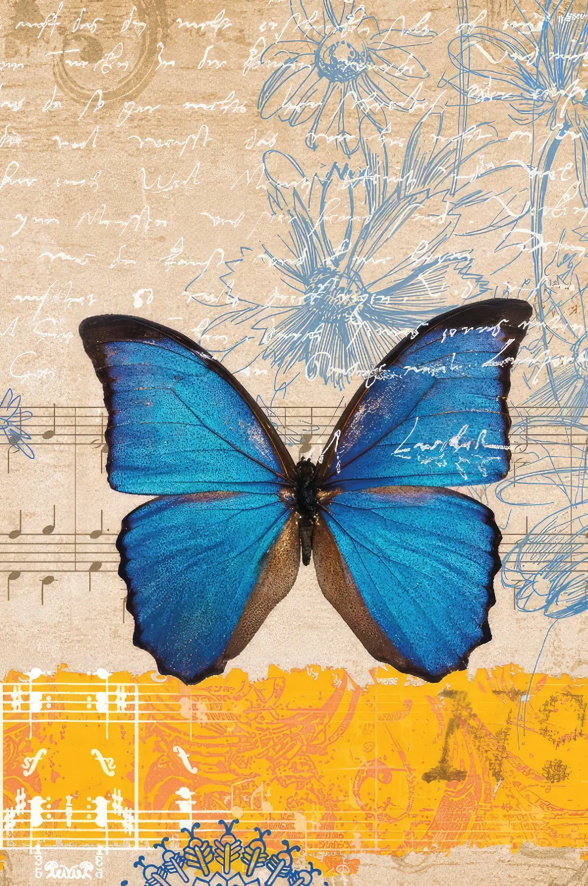 Vintage Butterfly Blank Journal Notebook, Narrow Ruled