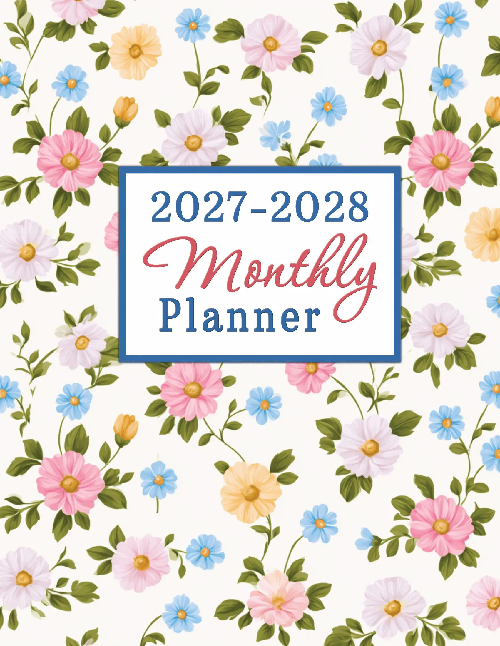 2027-2028 Large Print Monthly Planner – USA Edition – Spring Blooms