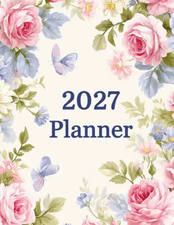 2027 Planner Extra Large Print – USA Edition – Rose Garden