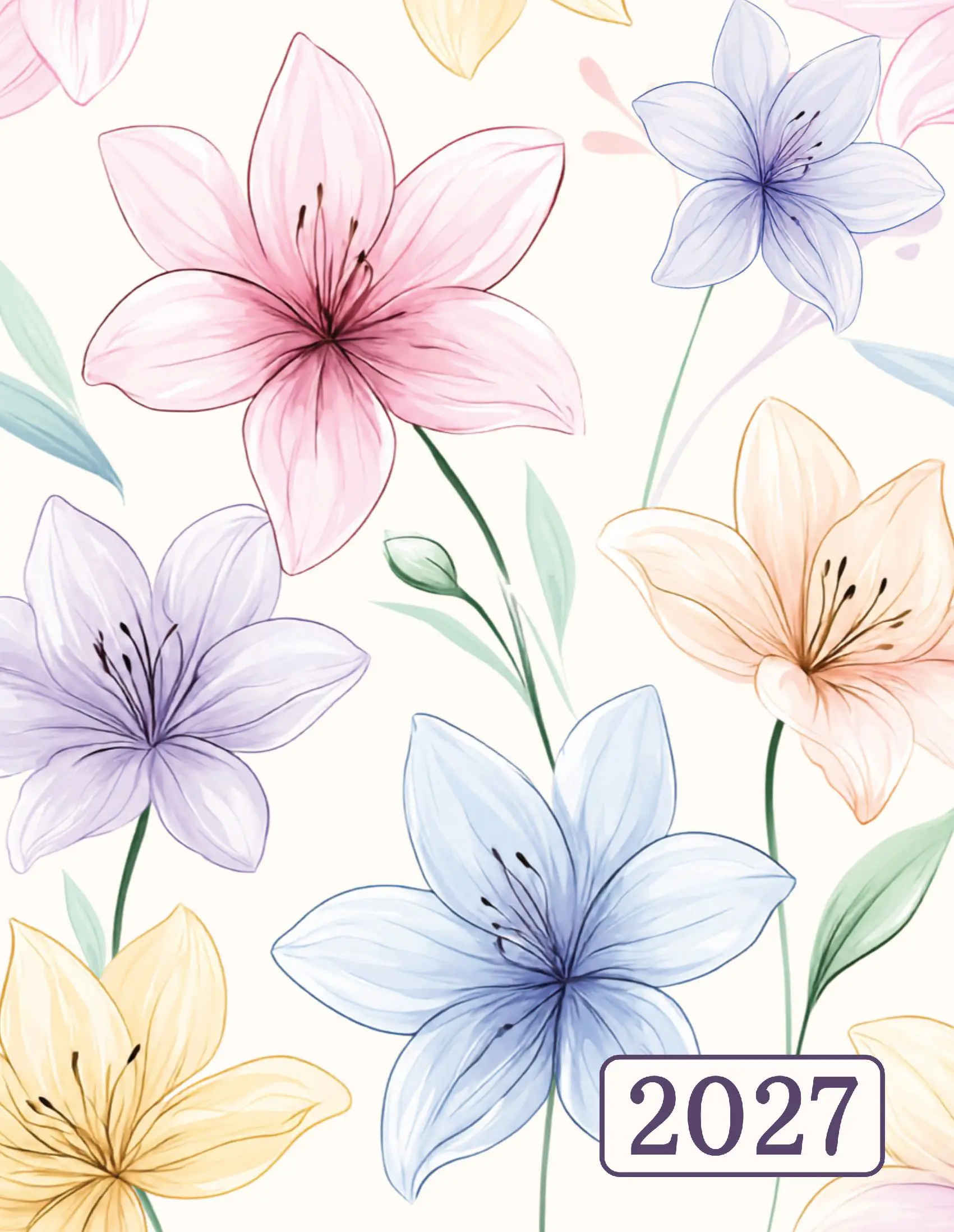 2027 Planner Giant Print – USA Edition – Pastel Petals