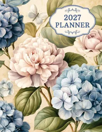 2027 Planner Giant Print – UK Edition – Timeless Hydrangeas