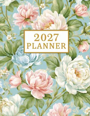 2027 Planner Extra Large Print - UK Edition - Vintage Peonies