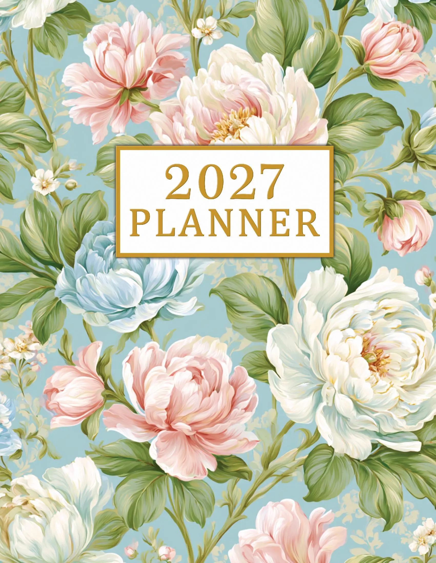 2027 Planner Extra Large Print - UK Edition - Vintage Peonies