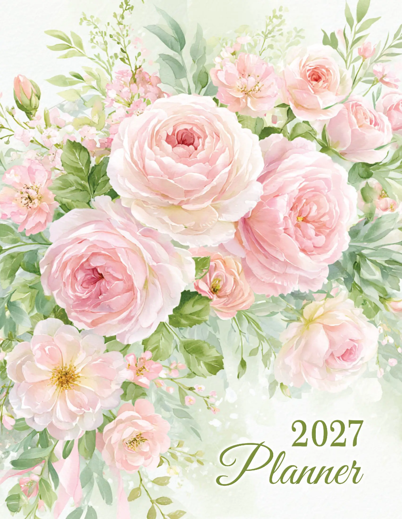 2027 Planner Giant Print - UK Edition - Pink Roses