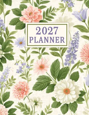 2027 Planner Giant Print - UK Edition - Classic Dahlias