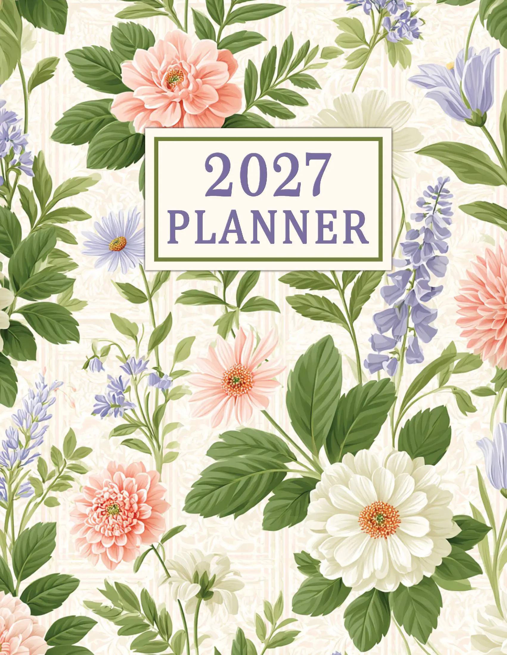 2027 Planner Giant Print - UK Edition - Classic Dahlias