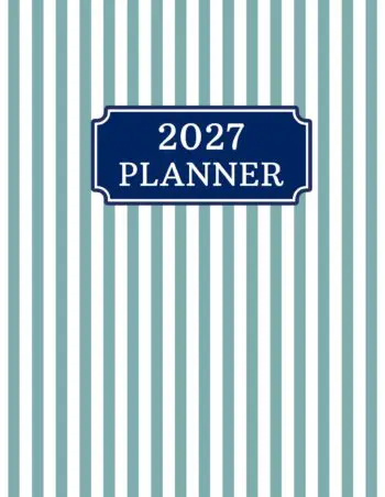 2027 Planner Extra Large Print - USA Edition - Striped Teal