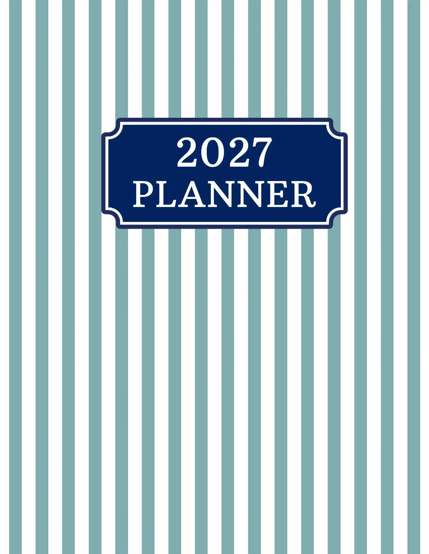 2027 Planner Extra Large Print - USA Edition - Striped Teal