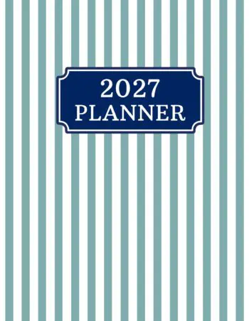 2027 Planner Giant Print - USA Edition - Striped Teal