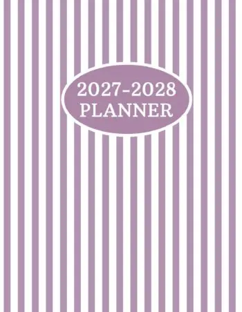 2027-2028 Large Print Monthly Planner - UK Edition - Striped Lavender