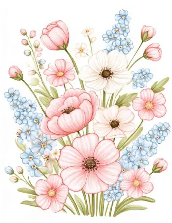 Notebook - 18 Lines Per Page - Pink Anemones