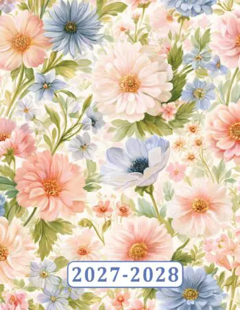 2027-2028 Large Print Monthly Planner - UK Edition - Romantic Floral