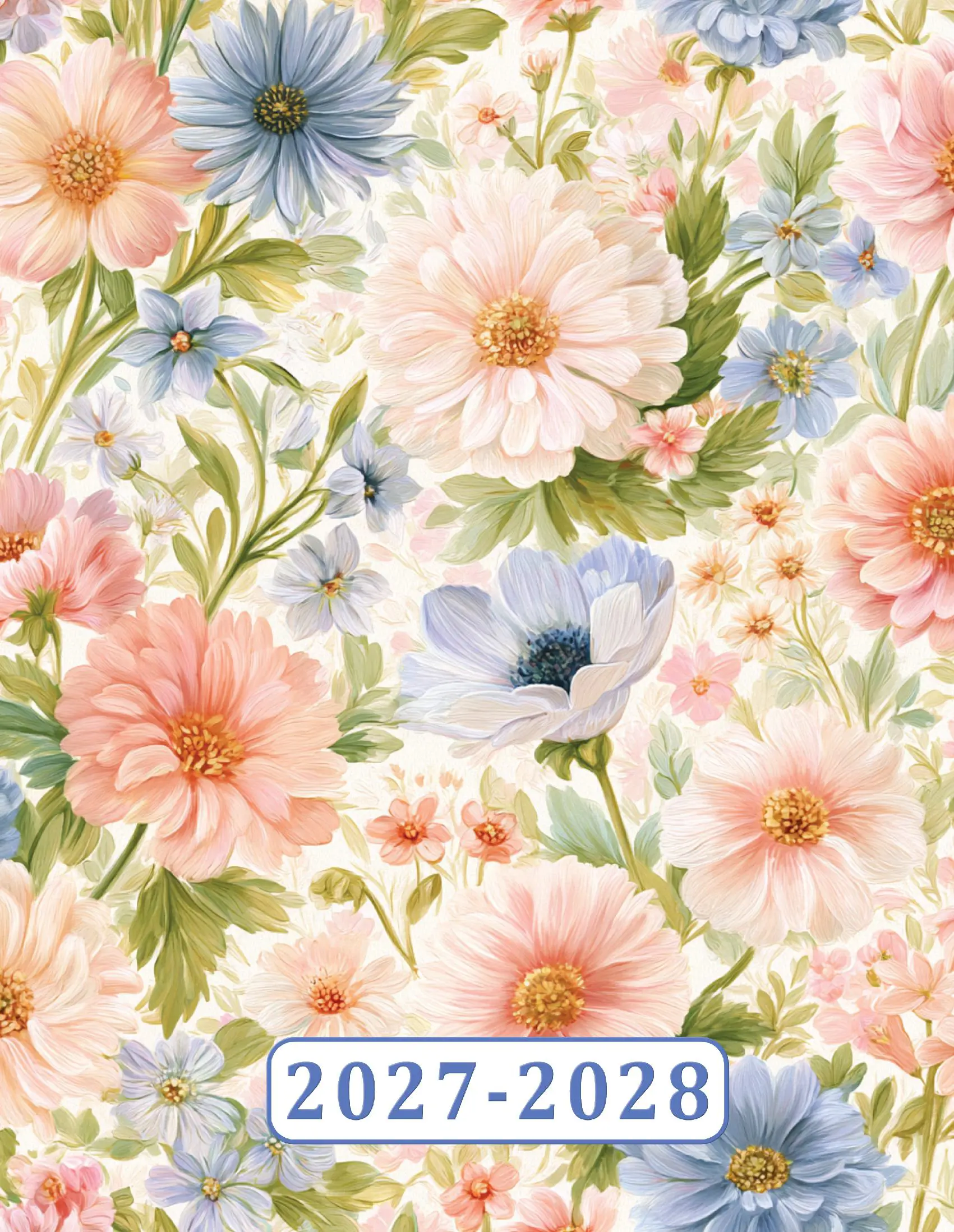 2027-2028 Large Print Monthly Planner - UK Edition - Romantic Floral