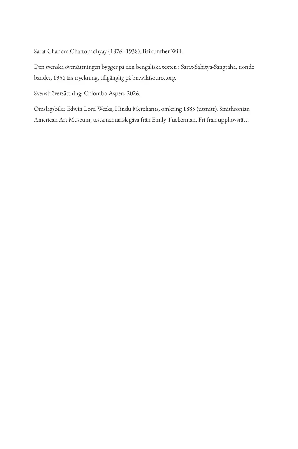 Baikunther Will in Swedish (Baikunthas testamente på svenska)
