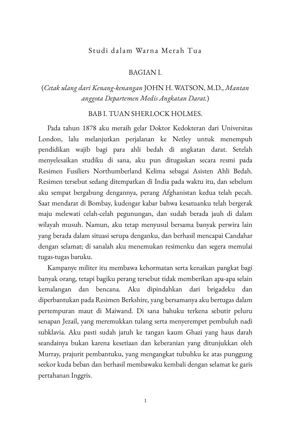 A Study in Scarlet in Indonesian (Studi dalam Warna Merah Tua dalam bahasa Indonesia)