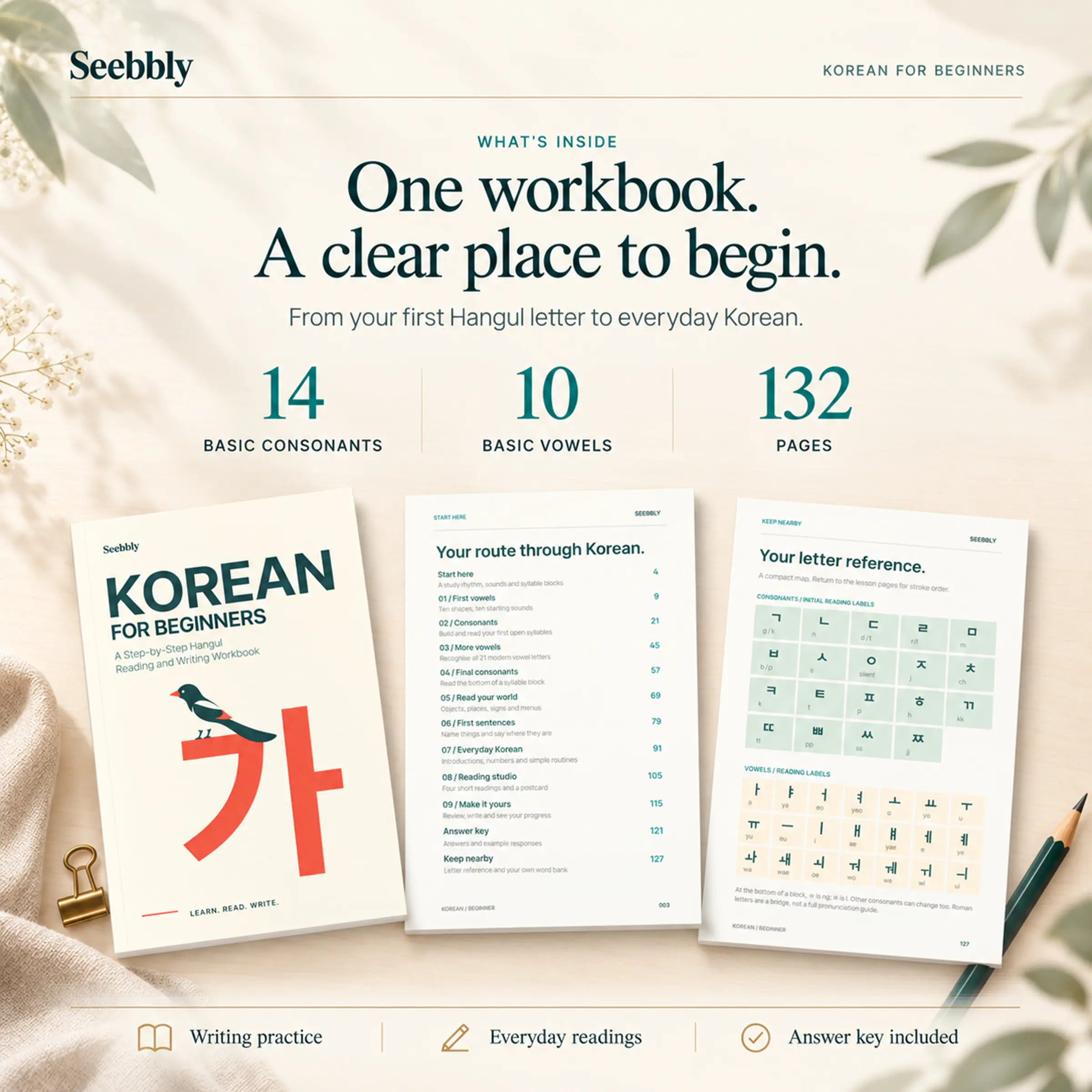 Korean for Beginners: A Step-by-Step Hangul Reading and Writing Workbook