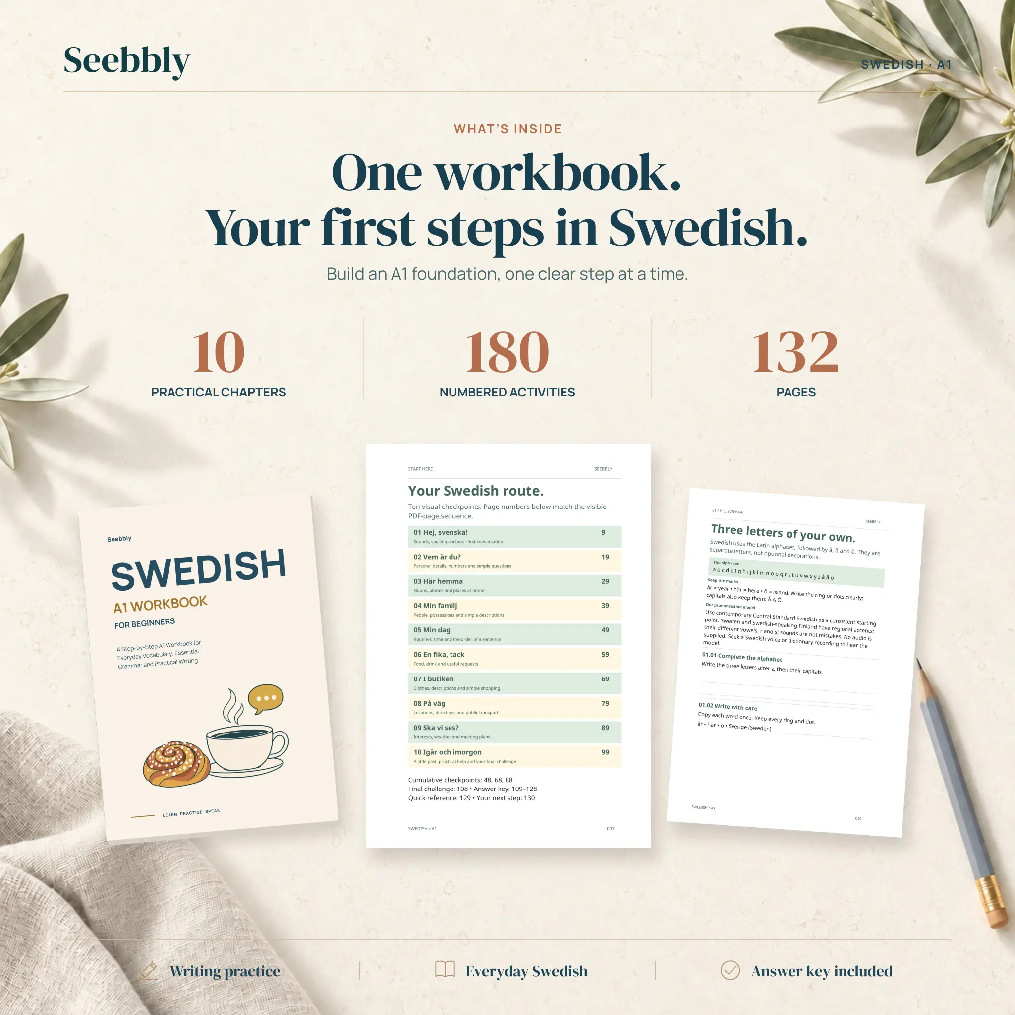 Swedish for Beginners: A Step-by-Step A1 Workbook for Everyday Vocabulary, Essential Grammar and Practical Writing