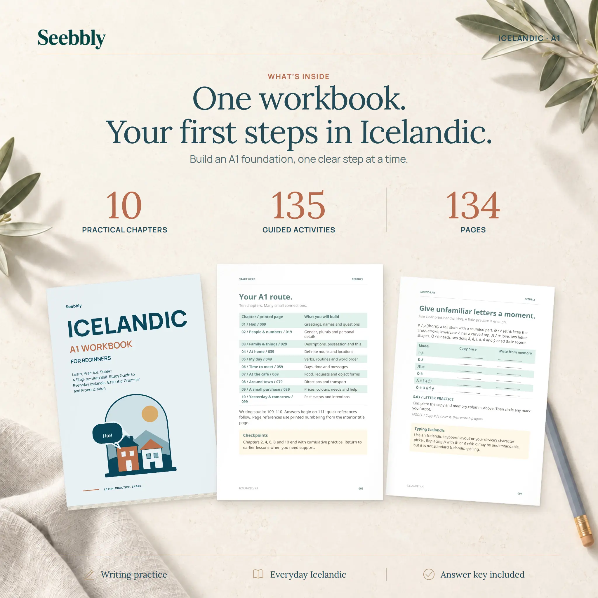 Icelandic A1 Workbook for Beginners: A Step-by-Step Self-Study Guide to Everyday Icelandic, Essential Grammar and Pronunciation