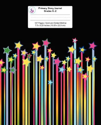 Primary Story Journal: Colorful Streaking Stars, Handwriting Practice Paper