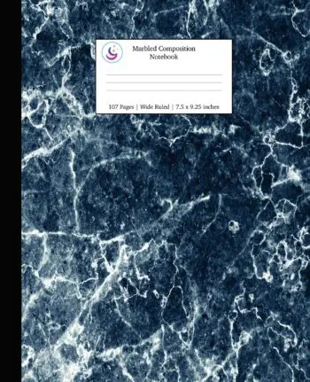 Marbled Composition Notebook: Blue Marble Paper | Wide Ruled Notebook/Journal Paper