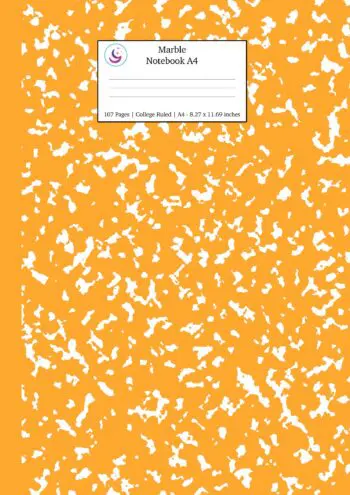 Marble Notebook A4: Orange Marble College Ruled Journal