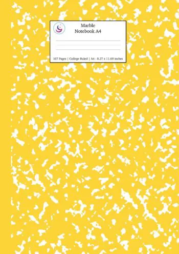Marble Notebook A4: Yellow Marble College Ruled Journal