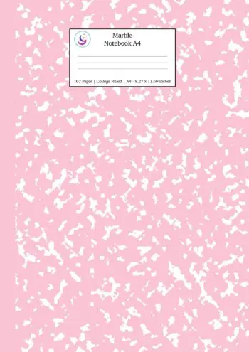 Marble Notebook A4: Pink Marble College Ruled Journal